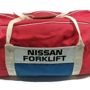 Vintage Nissan Forklift Duffel Bag Red